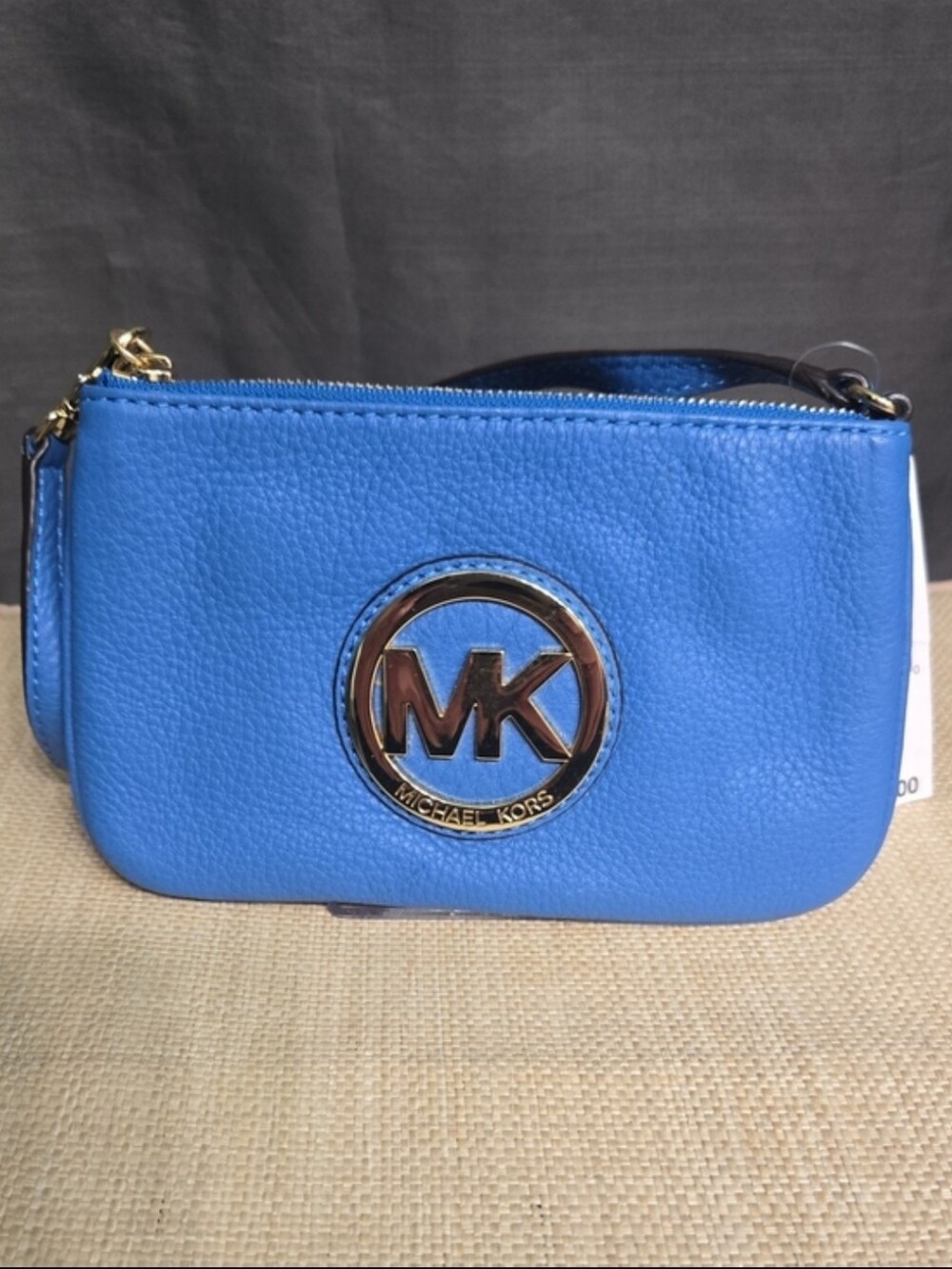 Michael Kors Royal Blue Leather Wristlet with Gold MK Emblem - Picture 6 of 6